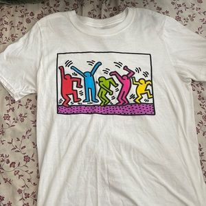 Keith Haring shirt with colorful dancing people